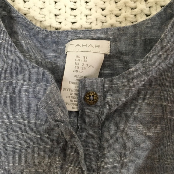 TAHARI TODDLER DENIM AND GAUZE DRESS SIZE 3T - Picture 2 of 3
